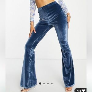 Asos design hourglass velvet suit kickflare pants in blue